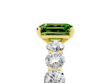 Yellow gold Emerald Cut Peridot Prong Setting with Side Stones on a Pave Band_5