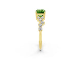 Yellow gold Emerald Cut Peridot Scattered Round Accent Ring with Prong Setting_14