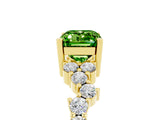 Yellow gold Emerald Cut Peridot Scattered Round Accent Ring with Prong Setting_17