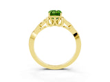 Yellow gold Emerald Cut Peridot Solitaire Celtic Knot Ring with Four-Prong Setting_15
