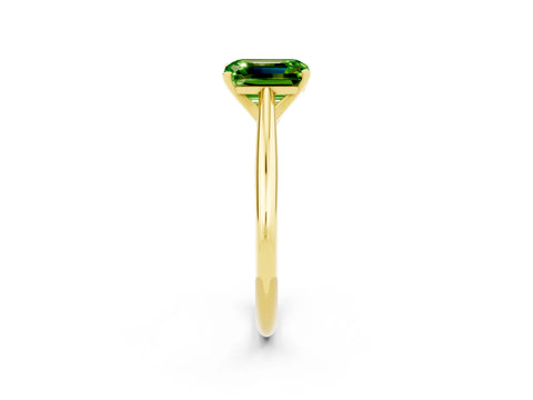 Yellow gold Emerald Cut Peridot Solitaire Engagement Ring with Cathedral Setting and Four-Prong Mount_14