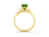 Yellow gold Emerald Cut Peridot Solitaire Engagement Ring with Cathedral Setting and Four-Prong Mount_27