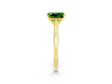 Yellow gold Emerald Cut Peridot Solitaire Engagement Ring with Cathedral Setting and Four-Prong Mount_32