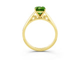 Yellow gold Emerald Cut Peridot Solitaire Engagement Ring with Cathedral Setting and Four-Prong Mount_33