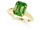 Yellow gold Emerald Cut Peridot Solitaire Engagement Ring with Cathedral Setting and Four-Prong Mount_67