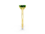 Yellow gold Emerald Cut Peridot Solitaire Engagement Ring with Cathedral Setting and Four-Prong Mount_68
