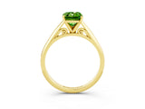 Yellow gold Emerald Cut Peridot Solitaire Engagement Ring with Cathedral Setting and Four-Prong Mount_69