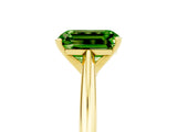 Yellow gold Emerald Cut Peridot Solitaire Engagement Ring with Cathedral Setting and Four-Prong Mount_71