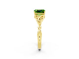 Yellow gold Emerald Cut Peridot Solitaire Engagement Ring with Celtic Knot Band and Four-Prong Setting_2