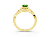 Yellow gold Emerald Cut Peridot Solitaire Engagement Ring with Celtic Knot Band and Four-Prong Setting_3