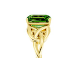 Yellow gold Emerald Cut Peridot Solitaire Engagement Ring with Celtic Knot Band and Four-Prong Setting_5