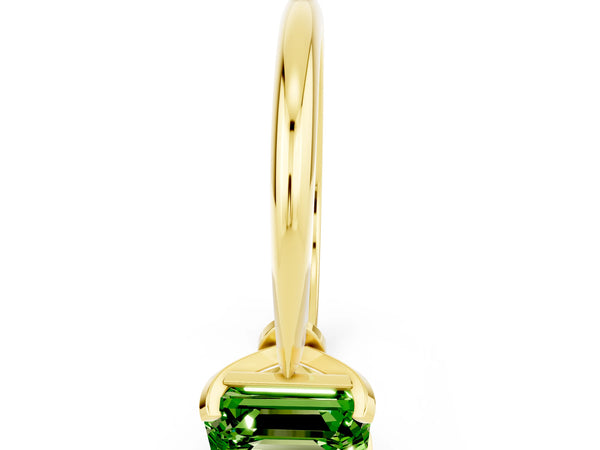 Yellow gold Emerald Cut Peridot Solitaire Engagement Ring with Classic Band and Four-Prong Setting