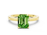 Yellow gold Emerald Cut Peridot Solitaire Engagement Ring with Classic Band and Four-Prong Setting_24