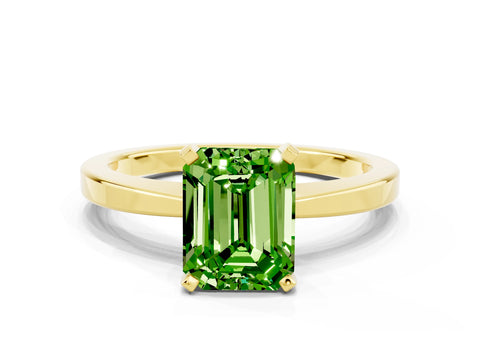 Yellow gold Emerald Cut Peridot Solitaire Engagement Ring with Classic Band and Four-Prong Setting_24
