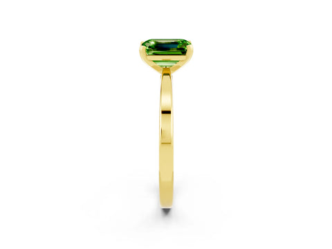 Yellow gold Emerald Cut Peridot Solitaire Engagement Ring with Classic Band and Four-Prong Setting_26