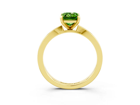 Yellow gold Emerald Cut Peridot Solitaire Engagement Ring with Classic Band and Four-Prong Setting_27