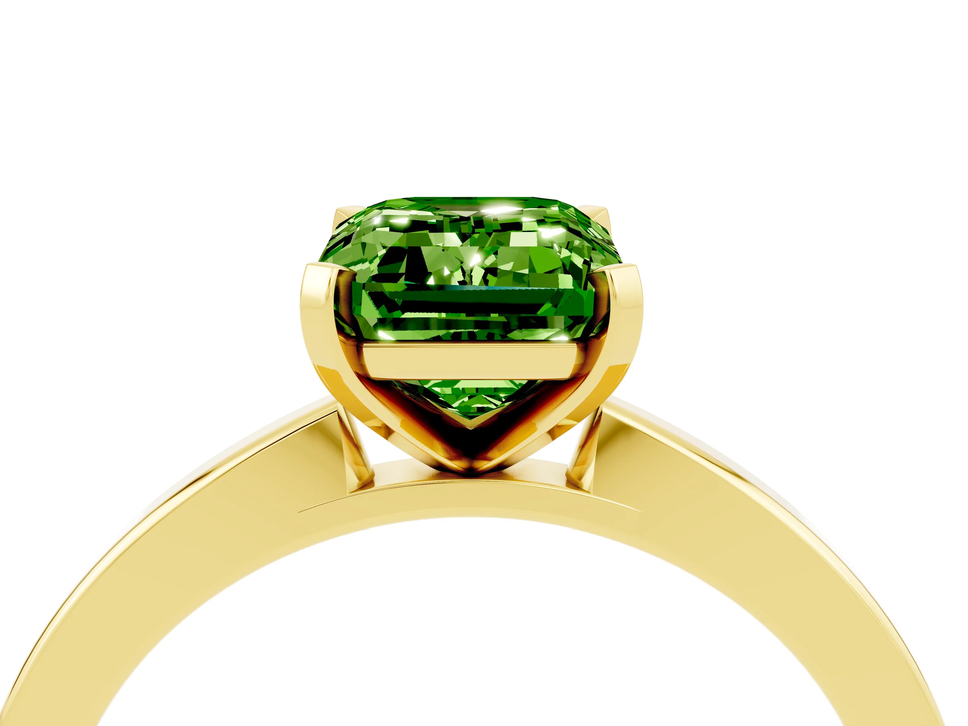 Yellow gold Emerald Cut Peridot Solitaire Engagement Ring with Classic Band and Four-Prong Setting_28