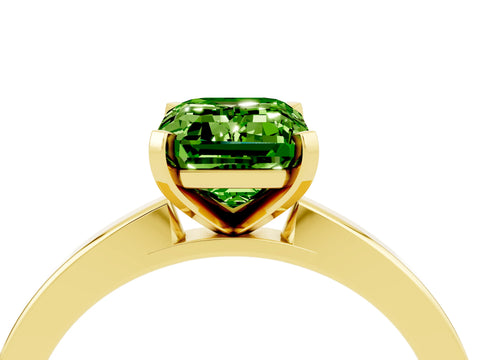 Yellow gold Emerald Cut Peridot Solitaire Engagement Ring with Classic Band and Four-Prong Setting_28