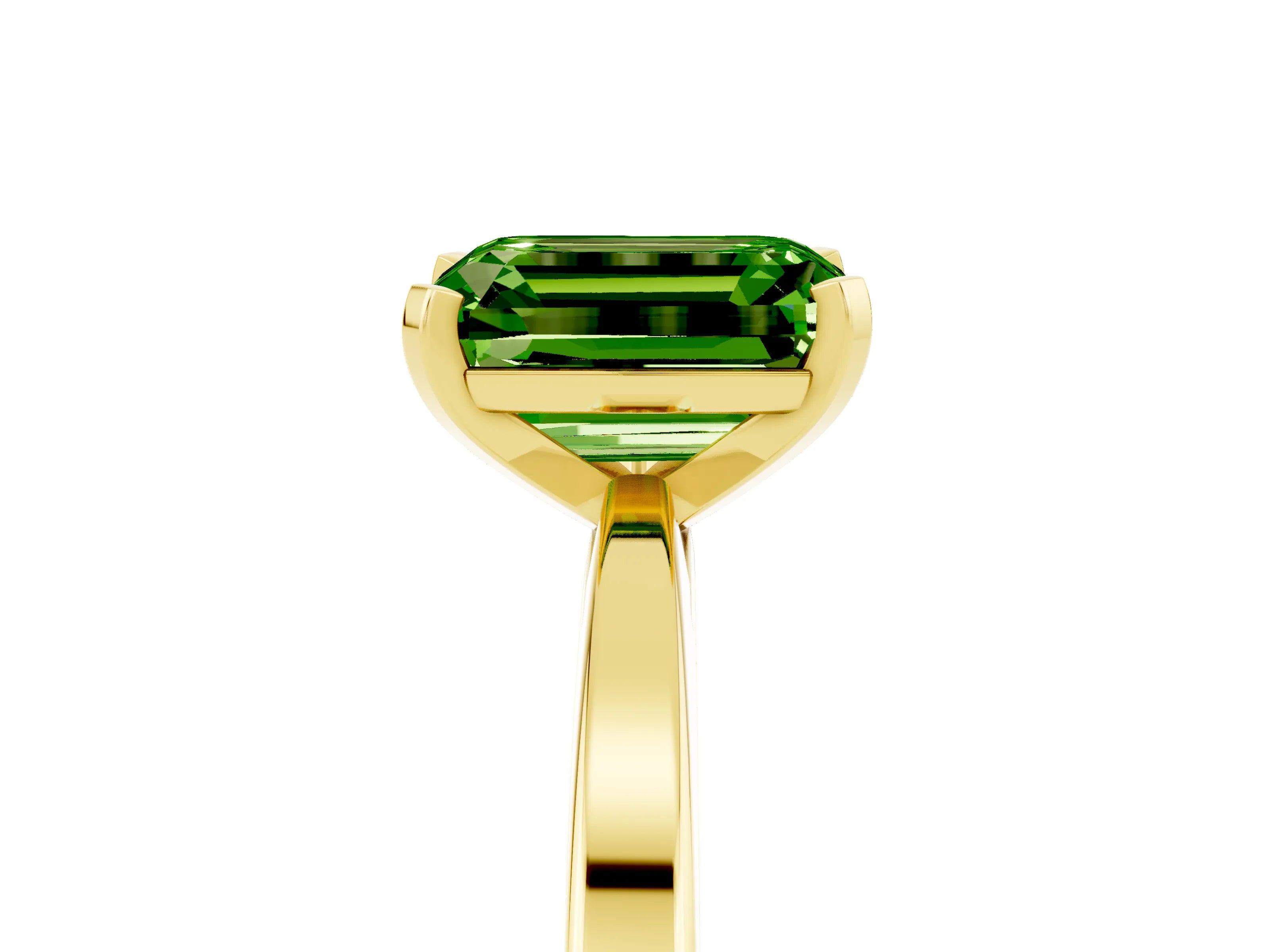 Yellow gold Emerald Cut Peridot Solitaire Engagement Ring with Classic Band and Four-Prong Setting_29