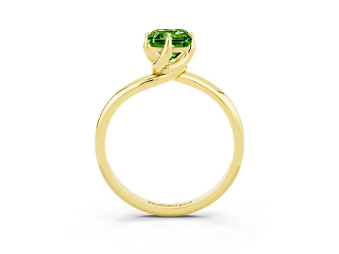 Yellow gold Emerald Cut Peridot Solitaire Engagement Ring with Four-Prong Setting and Classic Band_15