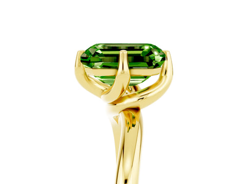 Yellow gold Emerald Cut Peridot Solitaire Engagement Ring with Four-Prong Setting and Classic Band_17