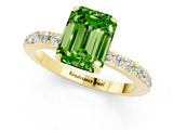 Yellow gold Emerald Cut Peridot Solitaire Engagement Ring with Pavé Band and Four-Prong Setting_1