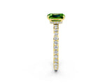 Yellow gold Emerald Cut Peridot Solitaire Engagement Ring with Pavé Band and Four-Prong Setting_2