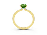 Yellow gold Emerald Cut Peridot Solitaire Engagement Ring with Pavé Band and Four-Prong Setting_3