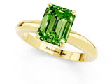 Yellow gold Emerald Cut Peridot Solitaire Engagement Ring with Round Band and Four-Prong Setting_1