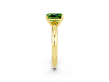 Yellow gold Emerald Cut Peridot Solitaire Engagement Ring with Round Band and Four-Prong Setting_2