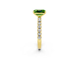 Yellow gold Emerald Cut Peridot Solitaire Pavé Band with Four-Prong Setting_2