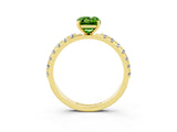 Yellow gold Emerald Cut Peridot Solitaire Pavé Band with Four-Prong Setting_3