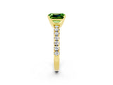 Yellow gold Emerald Cut Peridot Solitaire Pavé Engagement Ring with Round Band and Prong Setting_26