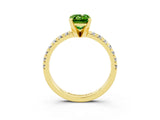 Yellow gold Emerald Cut Peridot Solitaire Pavé Engagement Ring with Round Band and Prong Setting_27