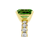 Yellow gold Emerald Cut Peridot Solitaire Pavé Engagement Ring with Round Band and Prong Setting_29