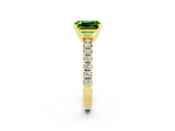 Yellow gold Emerald Cut Peridot Solitaire Pavé Engagement Ring with Round Band and Prong Setting_56