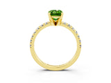Yellow gold Emerald Cut Peridot Solitaire Pavé Engagement Ring with Round Band and Prong Setting_57