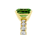 Yellow gold Emerald Cut Peridot Solitaire Pavé Engagement Ring with Round Band and Prong Setting_59