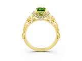 Yellow gold Emerald Cut Peridot Solitaire Ring with Filigree Band and Four-Prong Setting_47