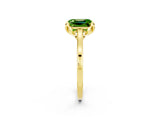 Yellow gold Emerald Cut Peridot Solitaire Ring with Flower Prong Setting and Classic Band_14