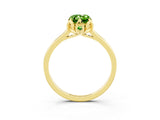 Yellow gold Emerald Cut Peridot Solitaire Ring with Flower Prong Setting and Classic Band_15