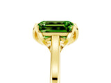 Yellow gold Emerald Cut Peridot Solitaire Ring with Flower Prong Setting and Classic Band_17