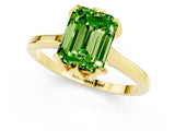 Yellow gold Emerald Cut Peridot Solitaire Ring with Flower Prong Setting and Classic Band_37