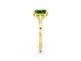 Yellow gold Emerald Cut Peridot Solitaire Ring with Flower Prong Setting and Classic Band_38