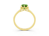 Yellow gold Emerald Cut Peridot Solitaire Ring with Flower Prong Setting and Classic Band_39