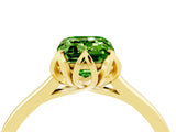 Yellow gold Emerald Cut Peridot Solitaire Ring with Flower Prong Setting and Classic Band_40