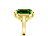 Yellow gold Emerald Cut Peridot Solitaire Ring with Flower Prong Setting and Classic Band_41