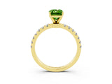 Yellow gold Emerald Cut Peridot Solitaire Ring with Pavé Accents and Four-Prong Setting_3