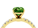 Yellow gold Emerald Cut Peridot Solitaire Ring with Pavé Accents and Four-Prong Setting_4