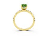 Yellow gold Emerald Cut Peridot Solitaire Ring with Pavé Band and Four-Prong Setting_27